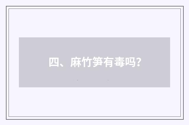 四、麻竹笋有毒吗？