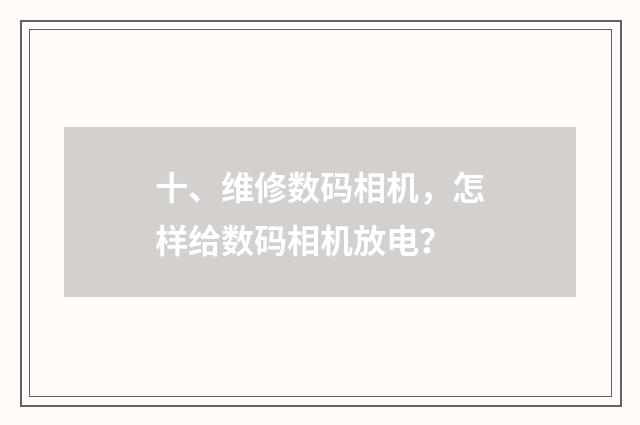 十、维修数码相机，怎样给数码相机放电？