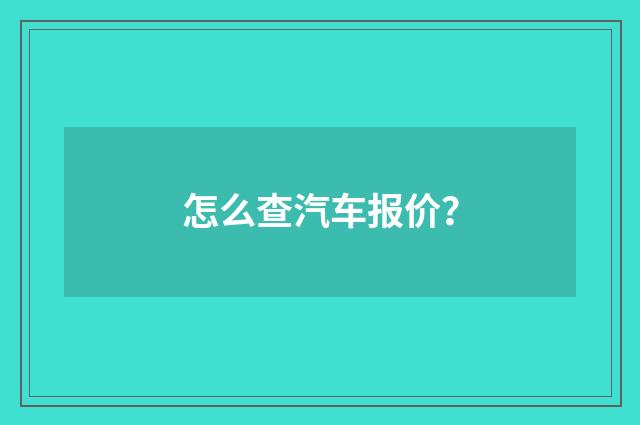 怎么查汽车报价？