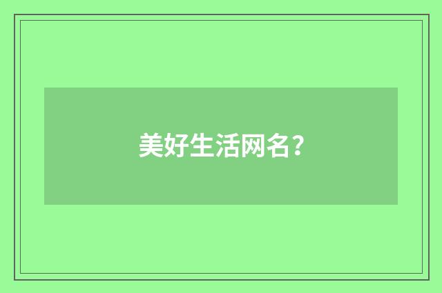 美好生活网名?