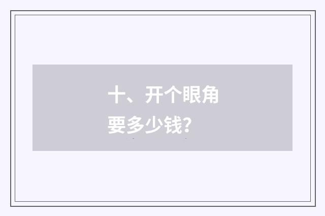 十、开个眼角要多少钱?