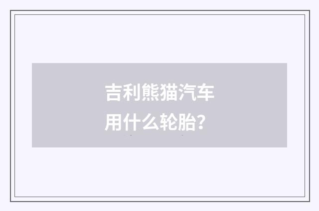吉利熊猫汽车用什么轮胎?