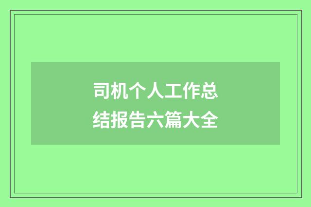 司机个人工作总结报告六篇大全
