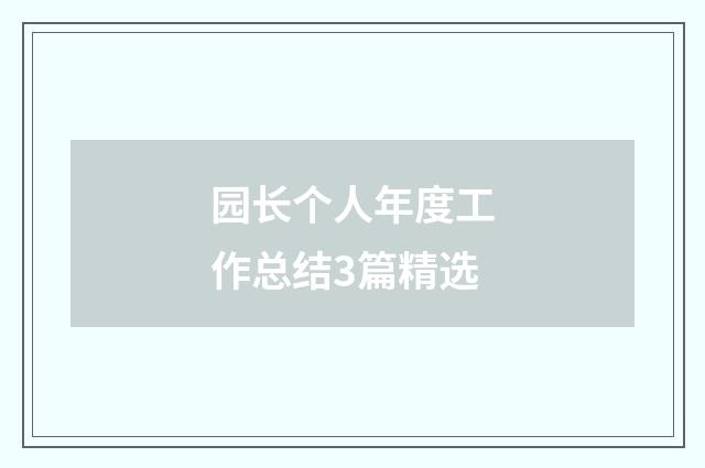 园长个人年度工作总结3篇精选