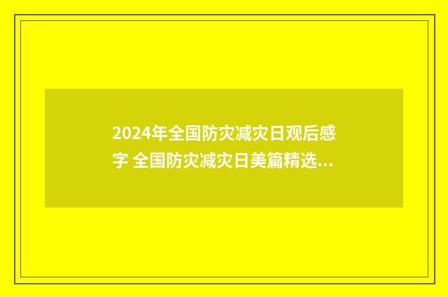 2024年全国防灾减灾日观后感字 全国防灾减灾日美篇精选三篇