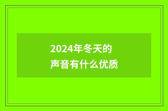 2024年冬天的声音有什么优质