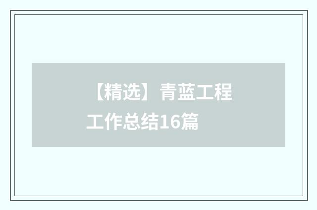 【精选】青蓝工程工作总结16篇