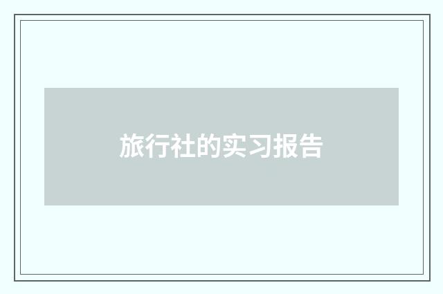 旅行社的实习报告