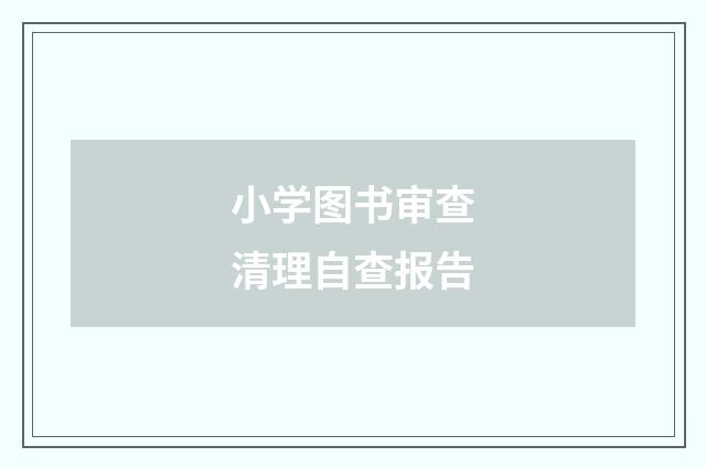 小学图书审查清理自查报告
