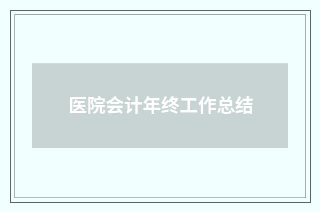 医院会计年终工作总结