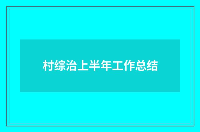村综治上半年工作总结