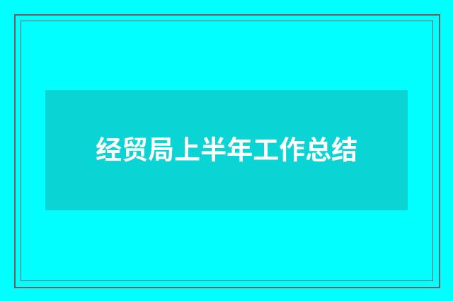 经贸局上半年工作总结