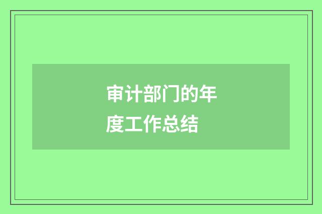 审计部门的年度工作总结
