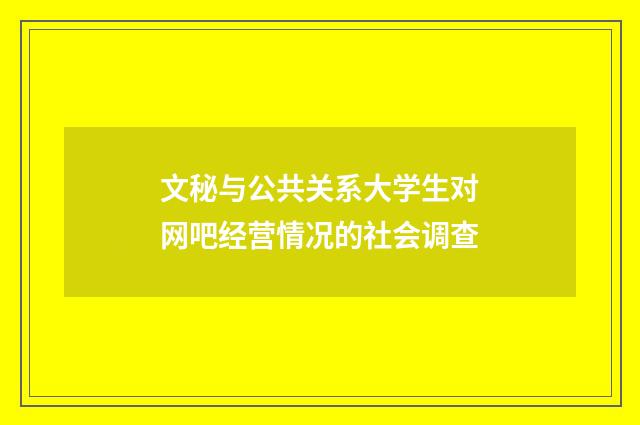 文秘与公共关系大学生对网吧经营情况的社会调查