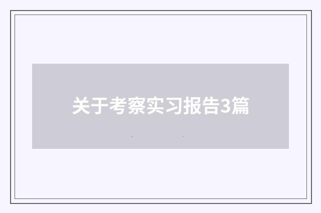 关于考察实习报告3篇
