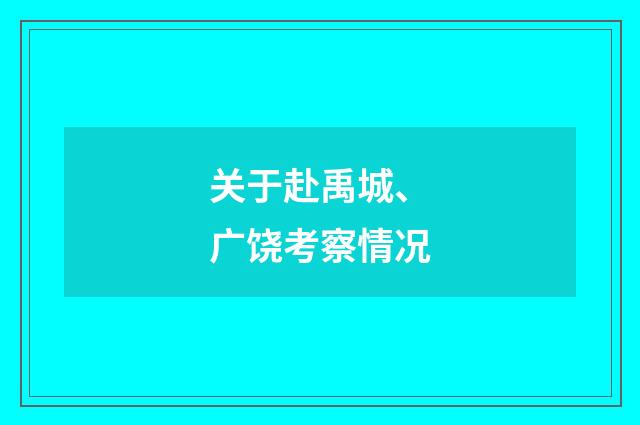 关于赴禹城、广饶考察情况