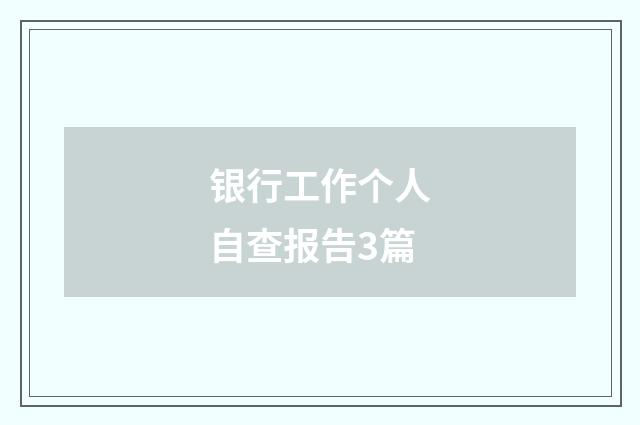 银行工作个人自查报告3篇