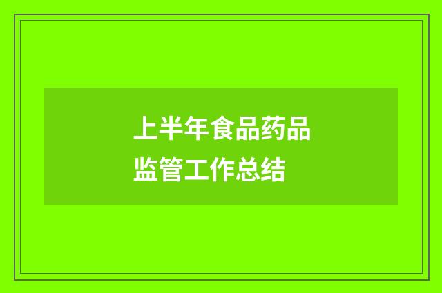 上半年食品药品监管工作总结