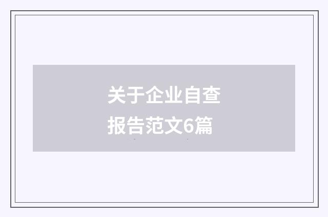 关于企业自查报告范文6篇