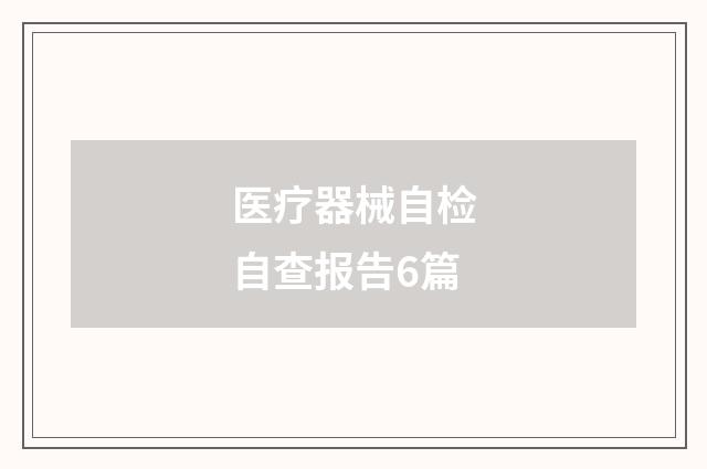 医疗器械自检自查报告6篇