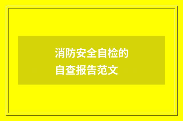 消防安全自检的自查报告范文