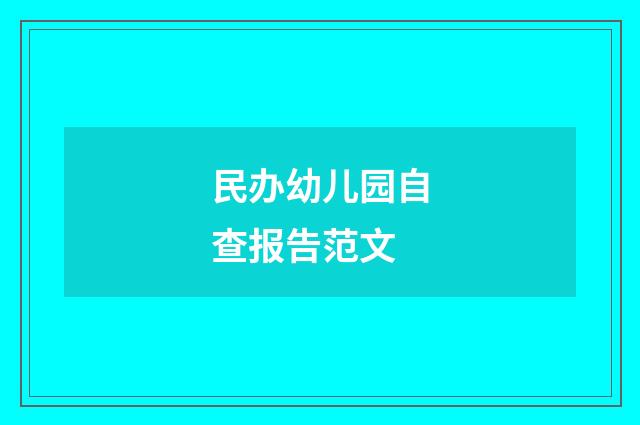 民办幼儿园自查报告范文