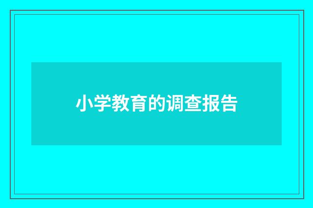 小学教育的调查报告