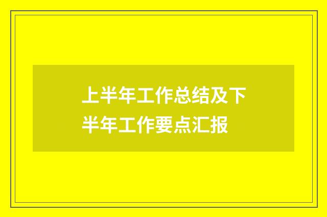 上半年工作总结及下半年工作要点汇报