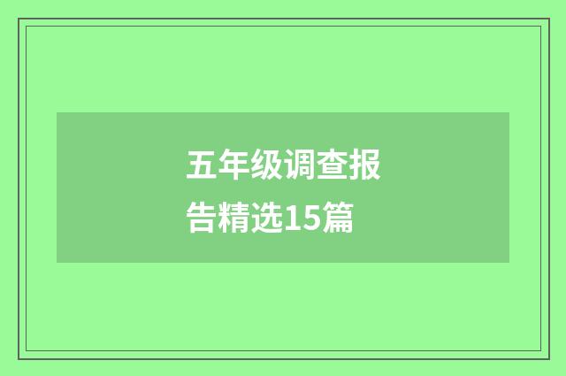五年级调查报告精选15篇