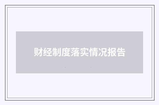 财经制度落实情况报告