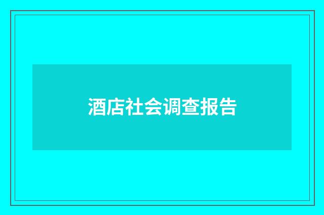 酒店社会调查报告
