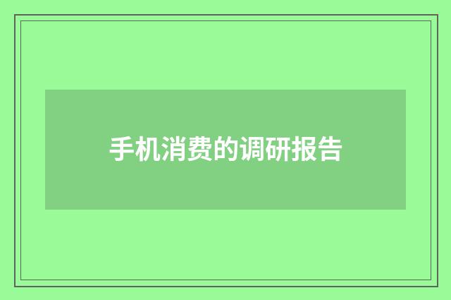手机消费的调研报告