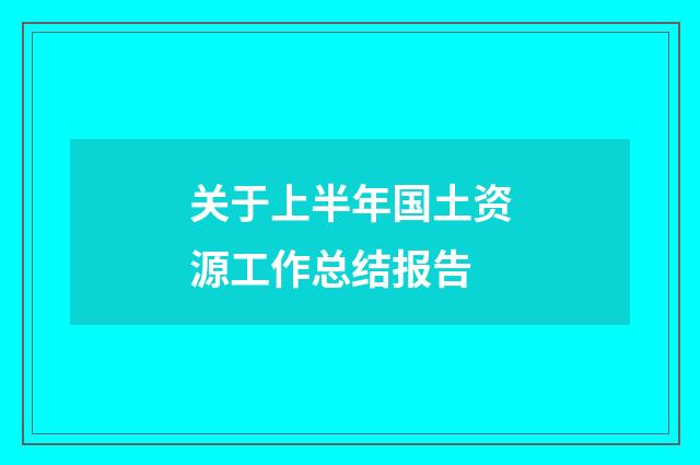关于上半年国土资源工作总结报告