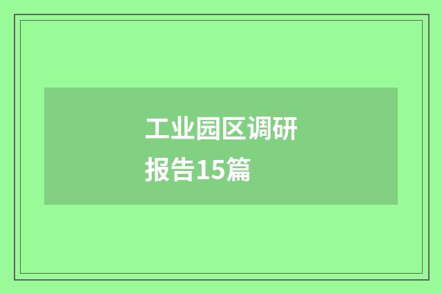 工业园区调研报告15篇