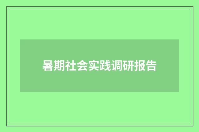 暑期社会实践调研报告