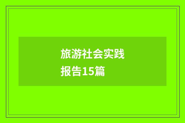 旅游社会实践报告15篇