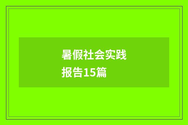 暑假社会实践报告15篇