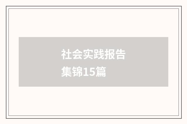 社会实践报告集锦15篇