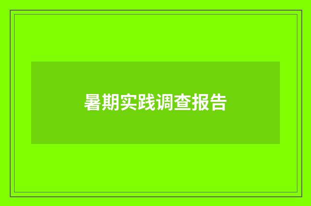暑期实践调查报告