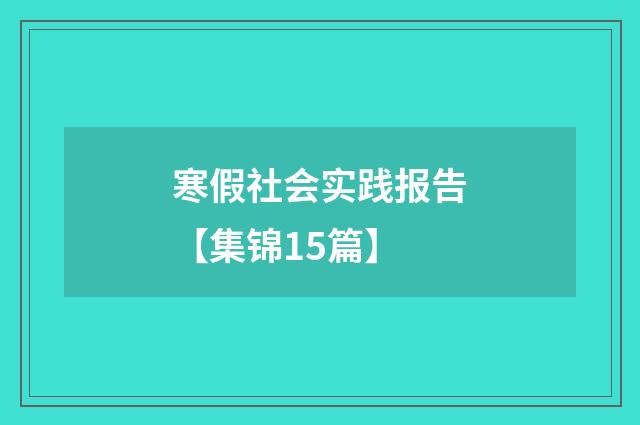寒假社会实践报告【集锦15篇】