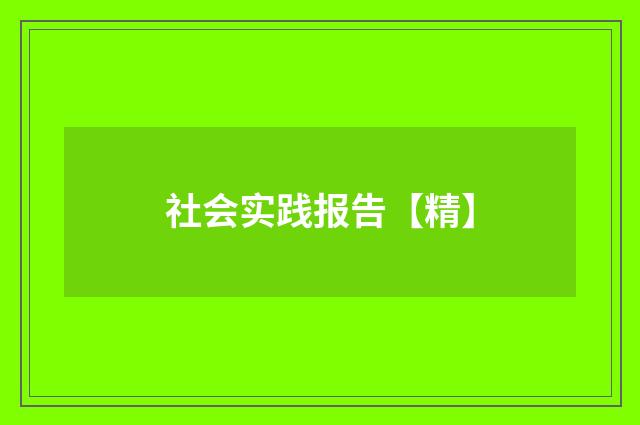社会实践报告【精】