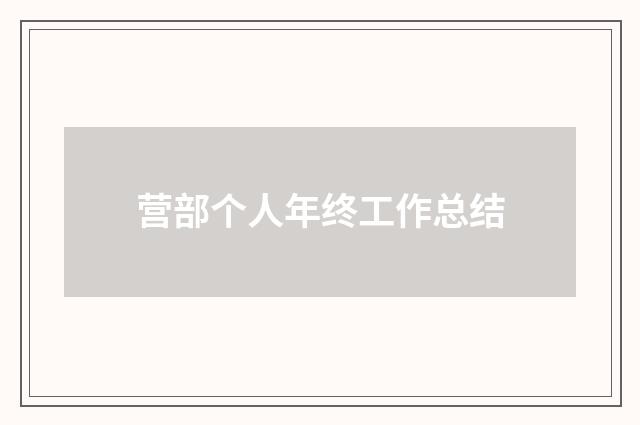 营部个人年终工作总结