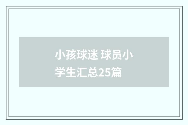 小孩球迷 球员小学生汇总25篇