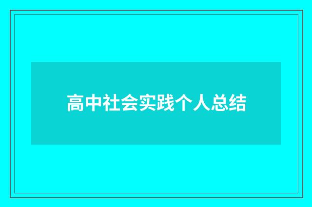 高中社会实践个人总结