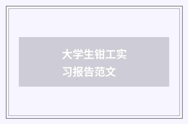 大学生钳工实习报告范文