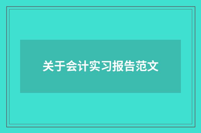 关于会计实习报告范文