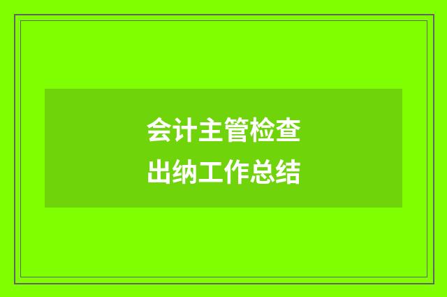 会计主管检查出纳工作总结