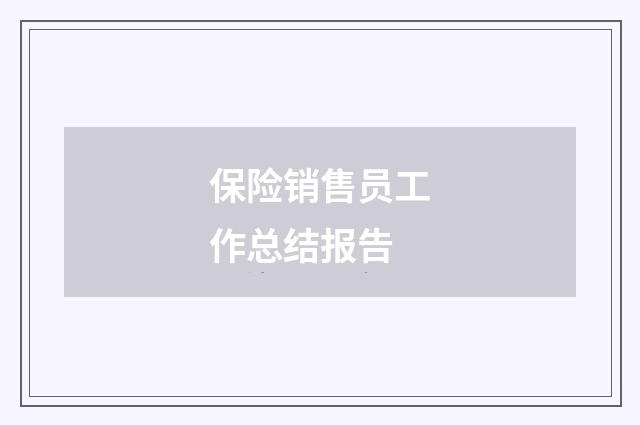 保险销售员工作总结报告