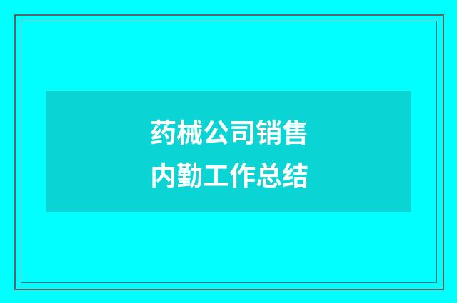 药械公司销售内勤工作总结