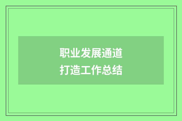 职业发展通道打造工作总结